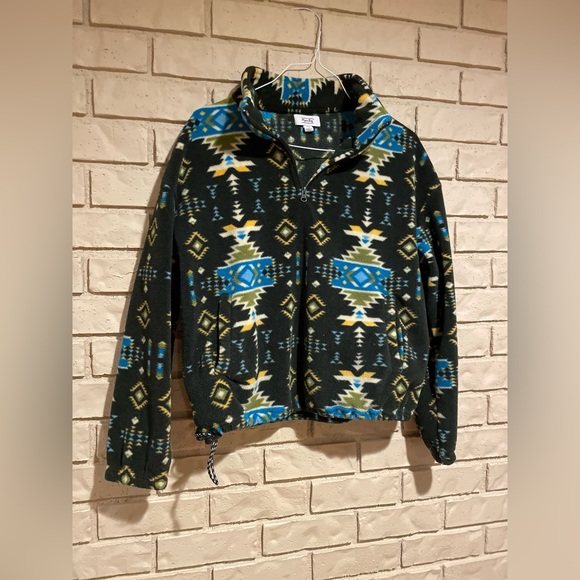Tops - Tribal Pattern Fleece Quarter Zip